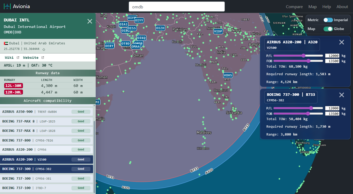 Airport page with aircraft cards open